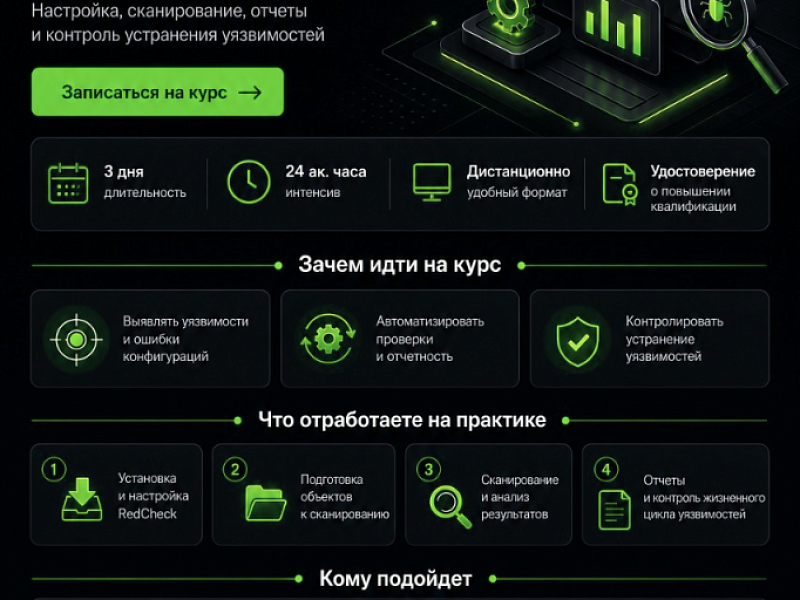 Управление уязвимостями — это постоянный процесс: найти, оценить критичность, назначить устранение, проконтролировать результат и подготовить отчет.